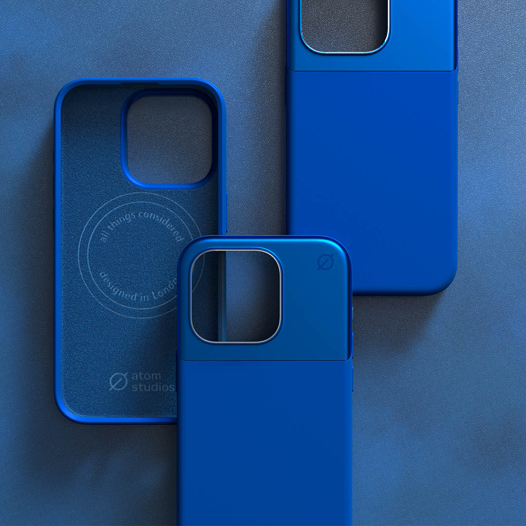 MagSafe Silicone Aluminum iPhone 15 Pro Case Eco Slim Protection Atom Studios#color_cobalt-blue