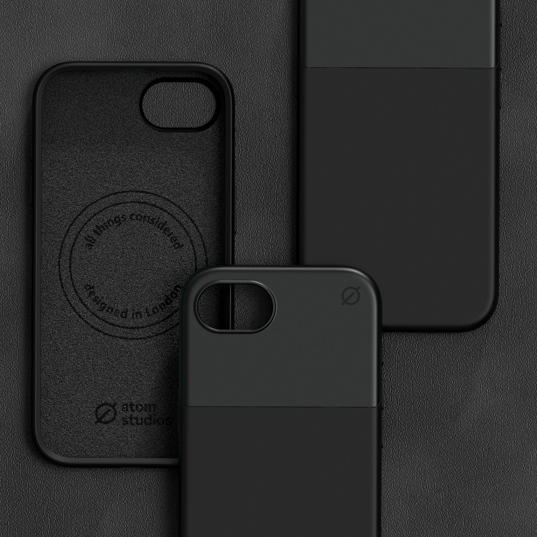 MagSafe Silicone Aluminum iPhone 16e Case Eco Slim Protection Atom Studios#color_carbon-black