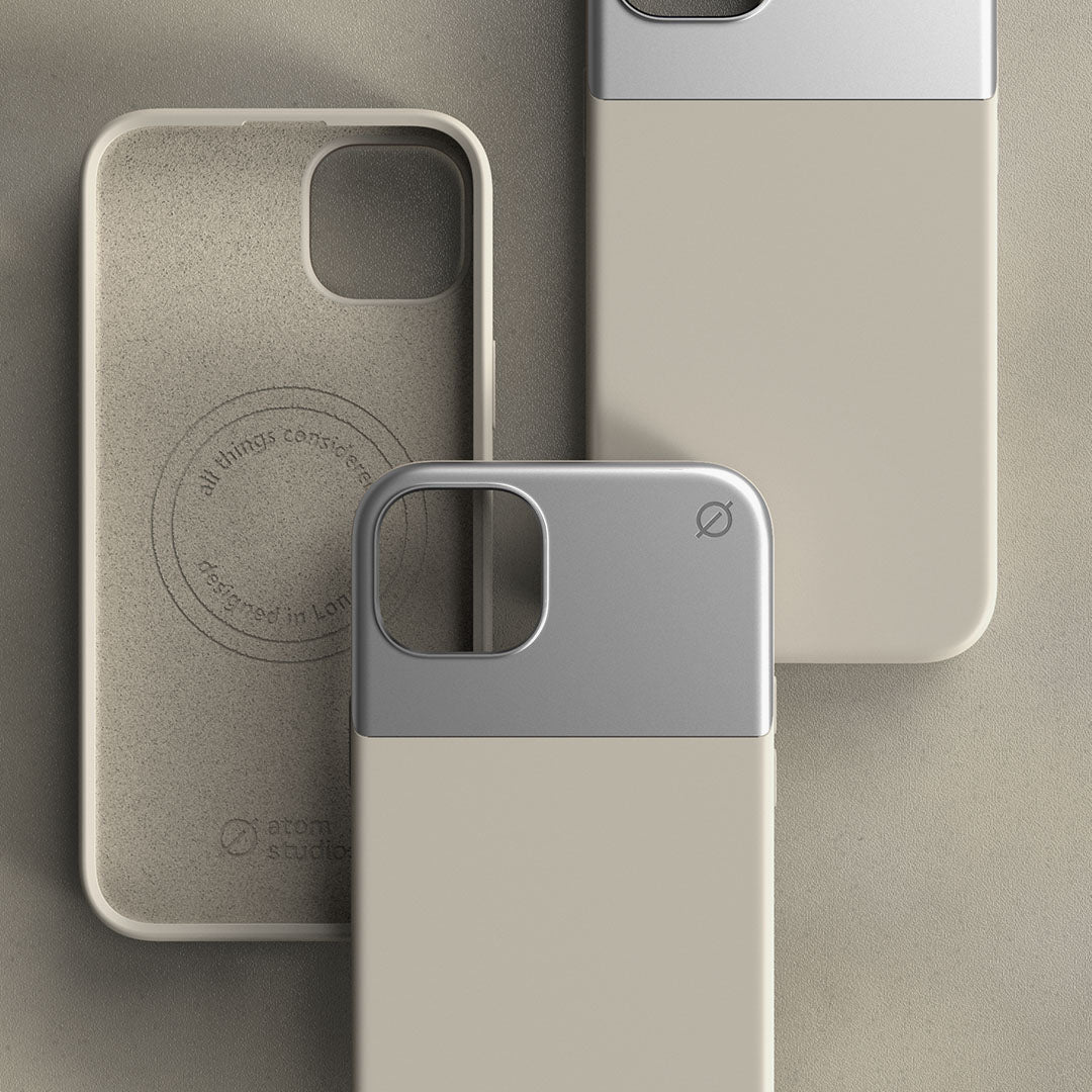 MagSafe Silicone Aluminum iPhone 15 Plus Case Eco Slim Protection Atom Studios#color_stone-beige