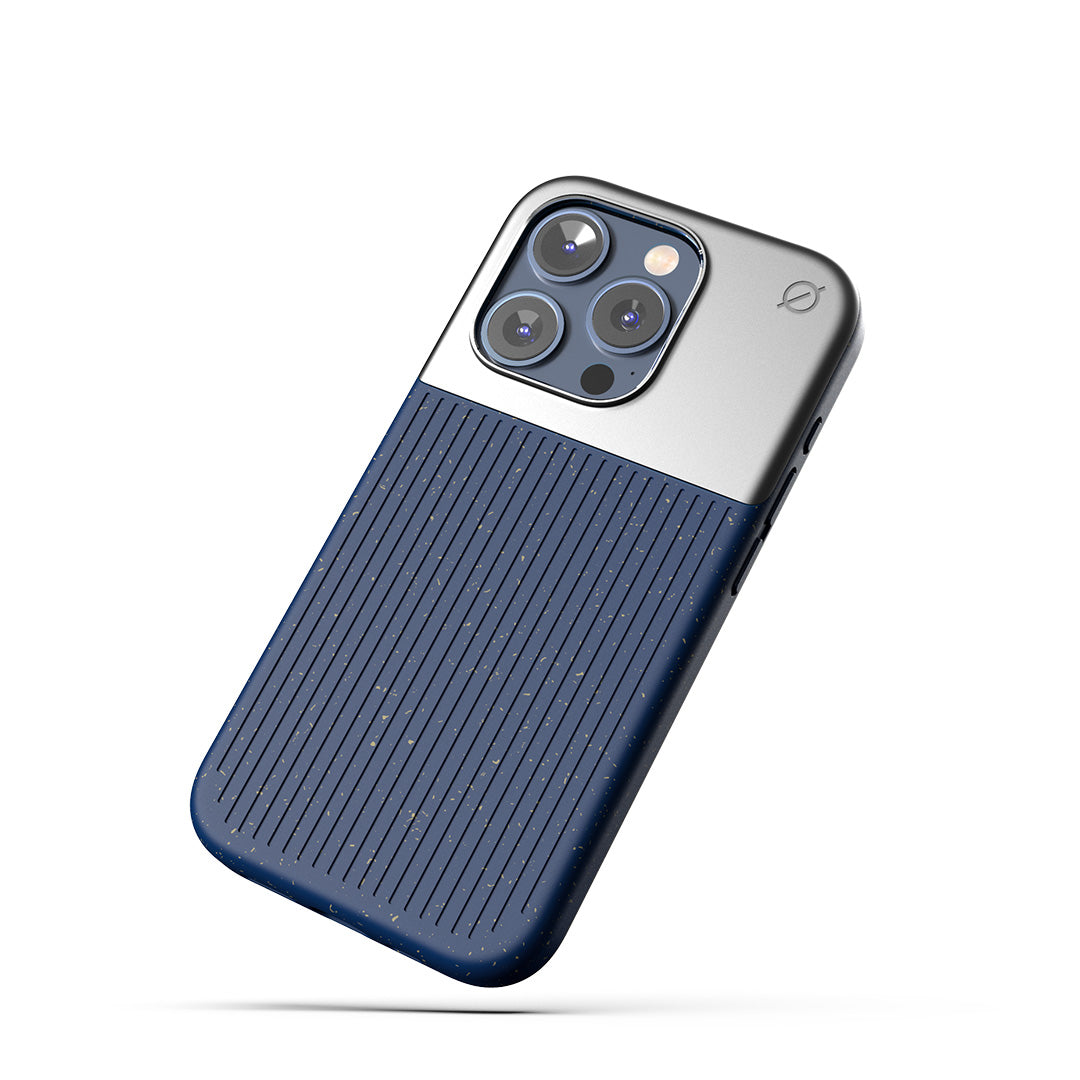 MagSafe Eco Wood Fibre and Aluminum iPhone 15 Pro Case Eco Slim Protection Atom Studios#color_ink-blue