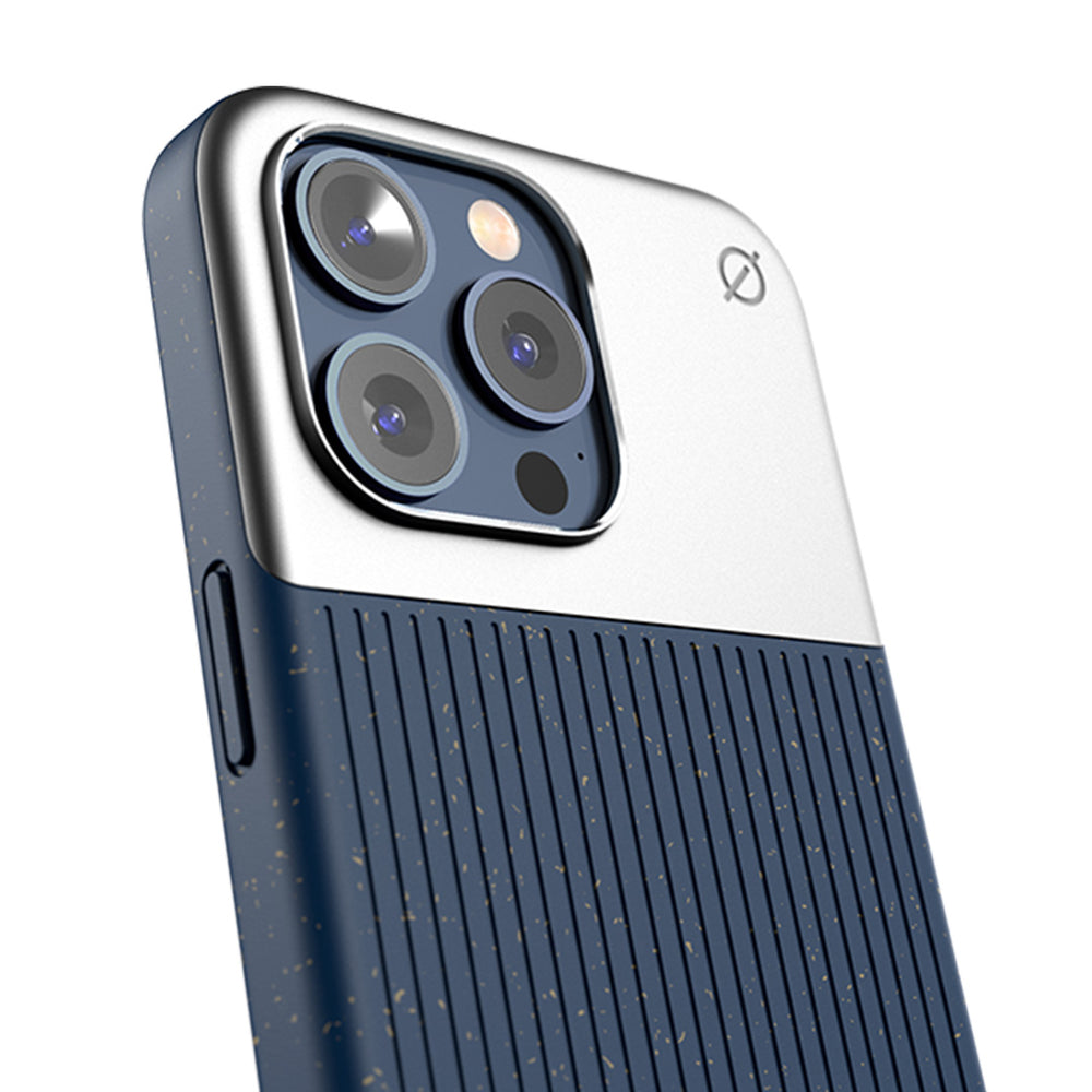MagSafe Eco Wood Fibre and Aluminum iPhone 15 Pro Max Case Eco Slim Protection Atom Studios#color_ink-blue