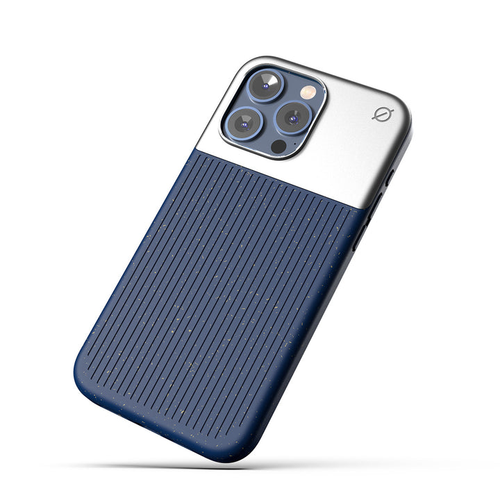 MagSafe Eco Wood Fibre and Aluminum iPhone 15 Pro Max Case Eco Slim Protection Atom Studios#color_ink-blue