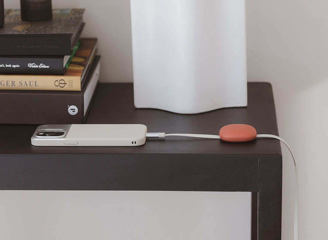 stylish attractive cables and cable weight, desk tidy, working from home cable organiser, fast charge colourful cables for apple iPhone Lightning and Andriod.