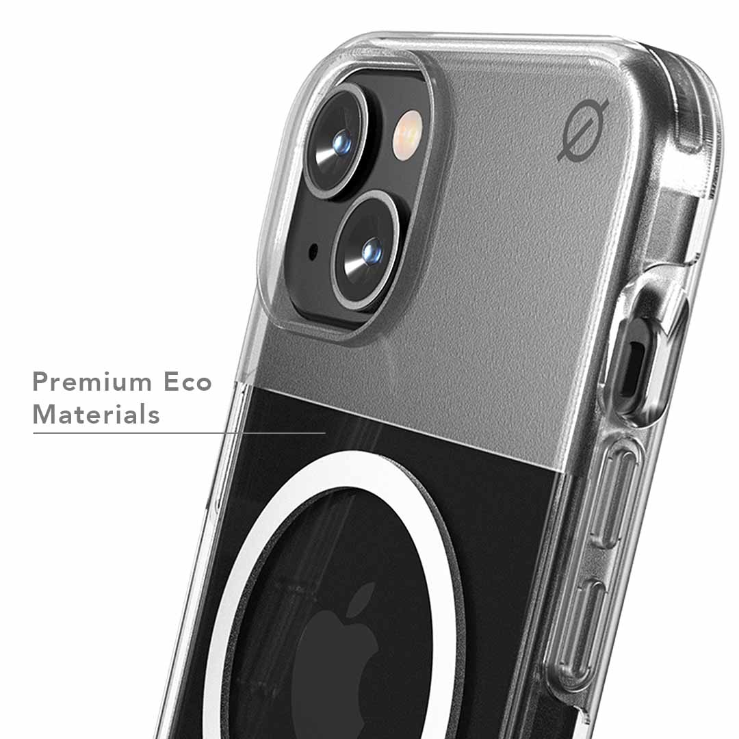 MagSafe Clear Aluminium iPhone 14 Case Eco Slim Protection Atom Studios#colour_clear