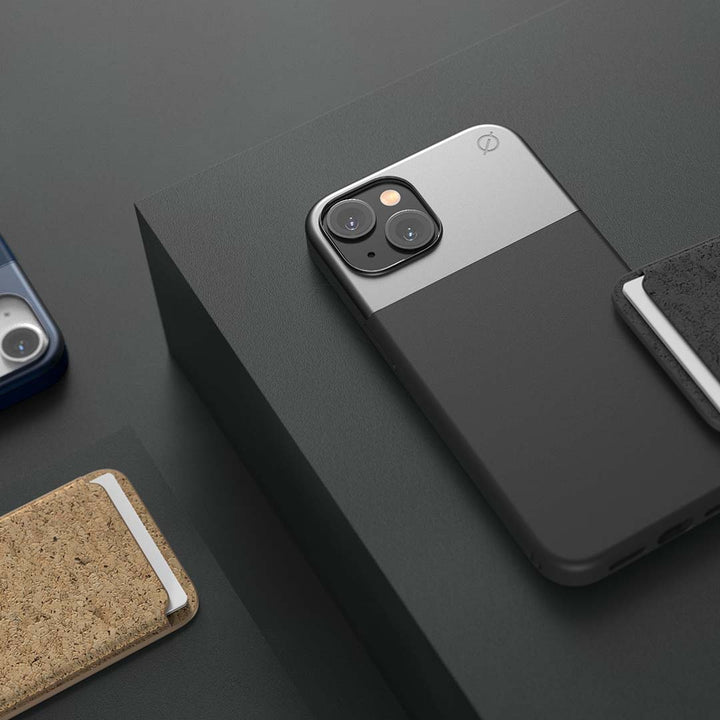 MagSafe Silicone Aluminium iPhone 14 Case Eco Slim Protection Atom Studios#color_carbon-black