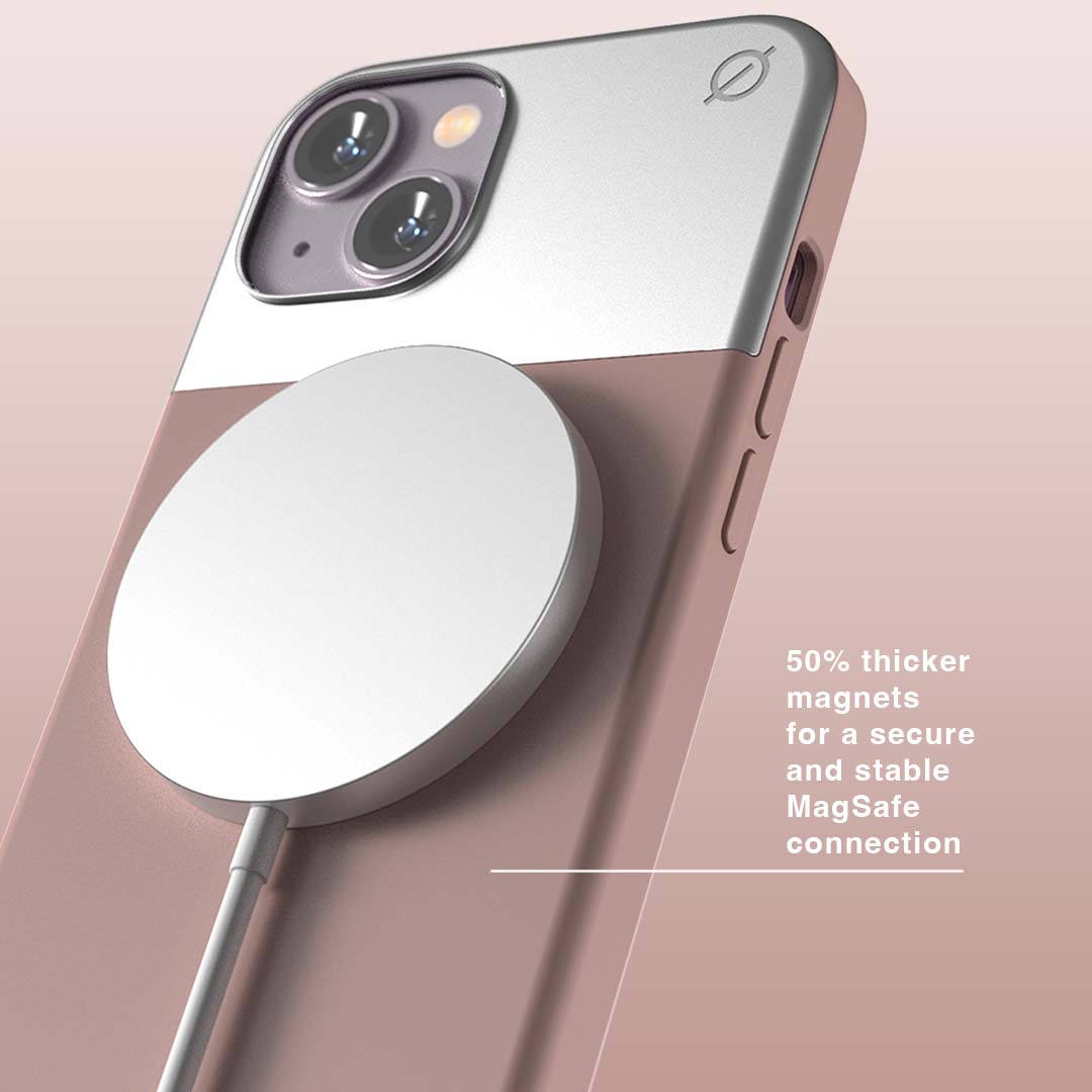 MagSafe Silicone Aluminium iPhone 14 Case Eco Slim Protection Atom Studios#color_pink-clay