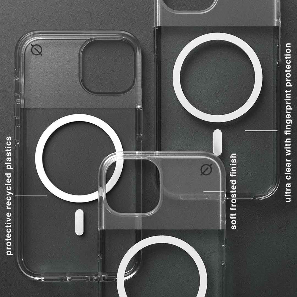 MagSafe Clear Aluminium iPhone 14 Case Eco Slim Protection Atom Studios#colour_clear