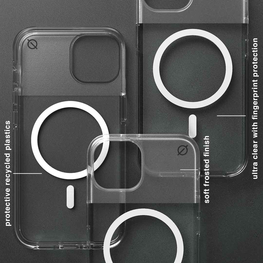 MagSafe Clear Aluminium iPhone 14 Case Eco Slim Protection Atom Studios#colour_clear