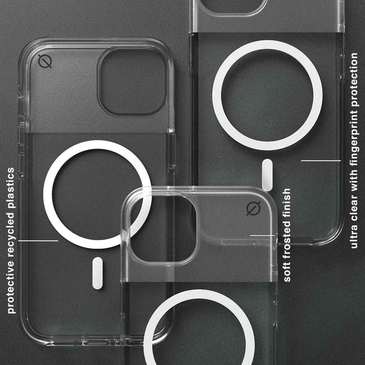 MagSafe Clear Aluminium iPhone 14 Case Eco Slim Protection Atom Studios#colour_clear