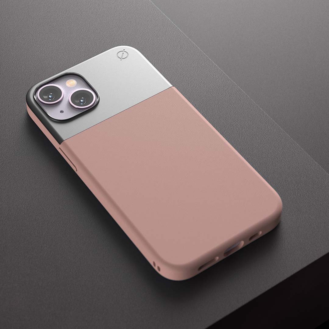 MagSafe Silicone Aluminium iPhone 14 Case Eco Slim Protection Atom Studios#color_pink-clay