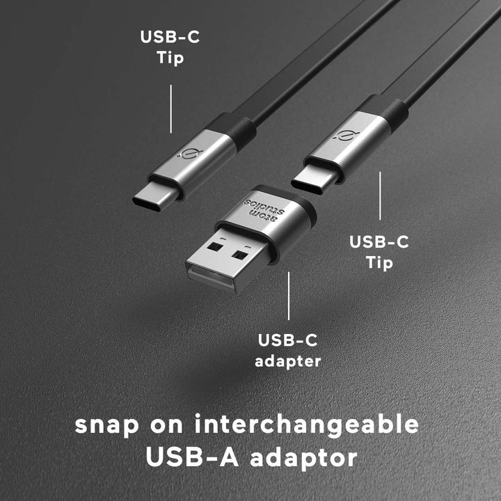 Ultra Fast Charge USB-C Cable with Weight | Atom Studios#color_carbon-black