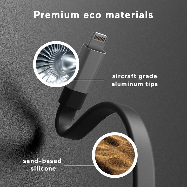 Ultra Fast Charge Lightning Cable with Weight | Atom Studios#color_carbon-black