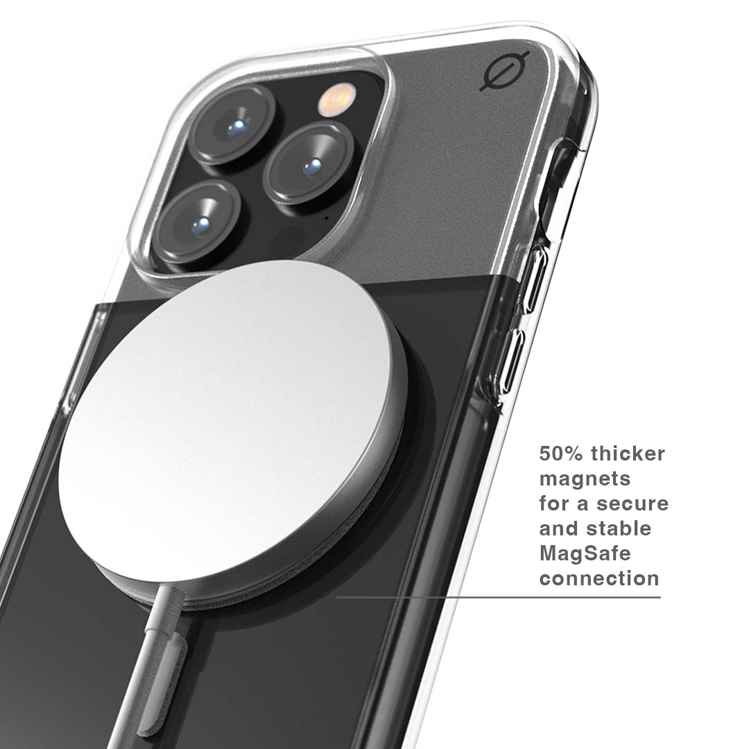 MagSafe Clear Aluminium iPhone 14 Pro Case Eco Slim Protection Atom Studios#colour_clear