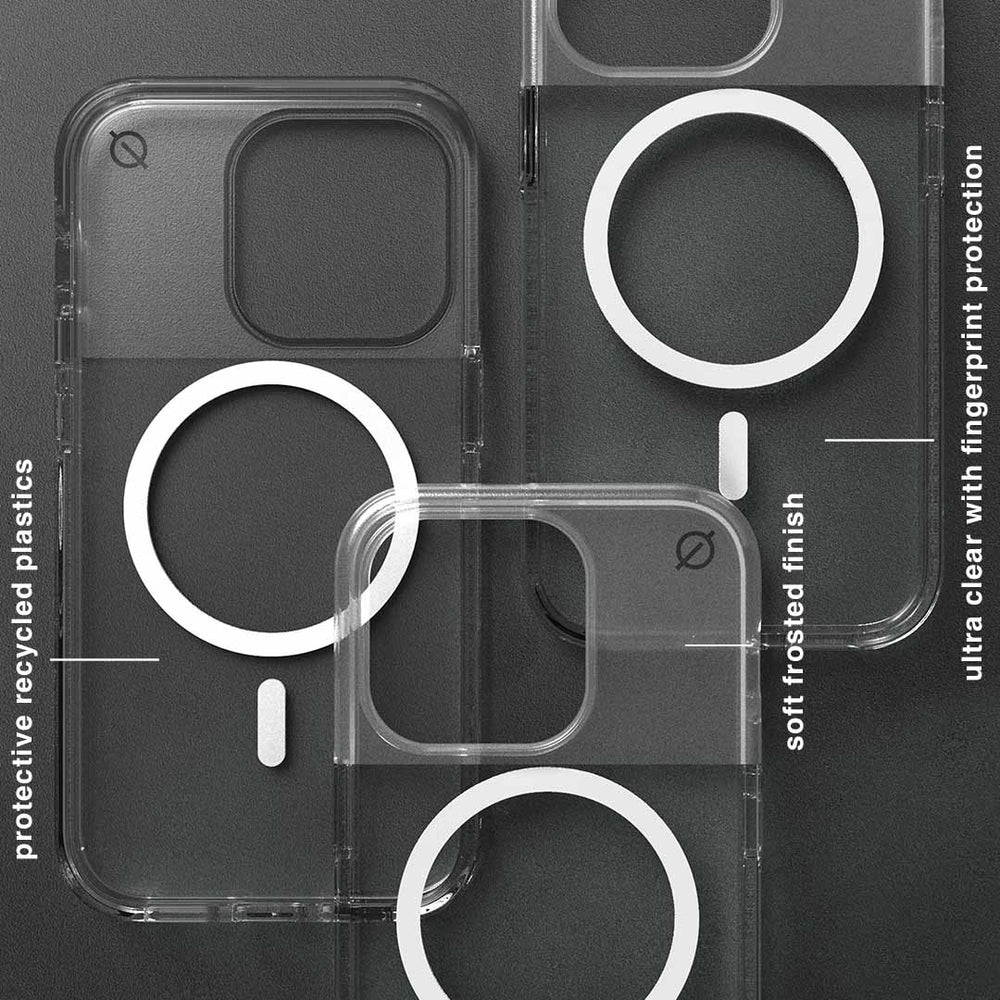 MagSafe Clear Aluminium iPhone 14 Pro Case Eco Slim Protection Atom Studios#colour_clear
