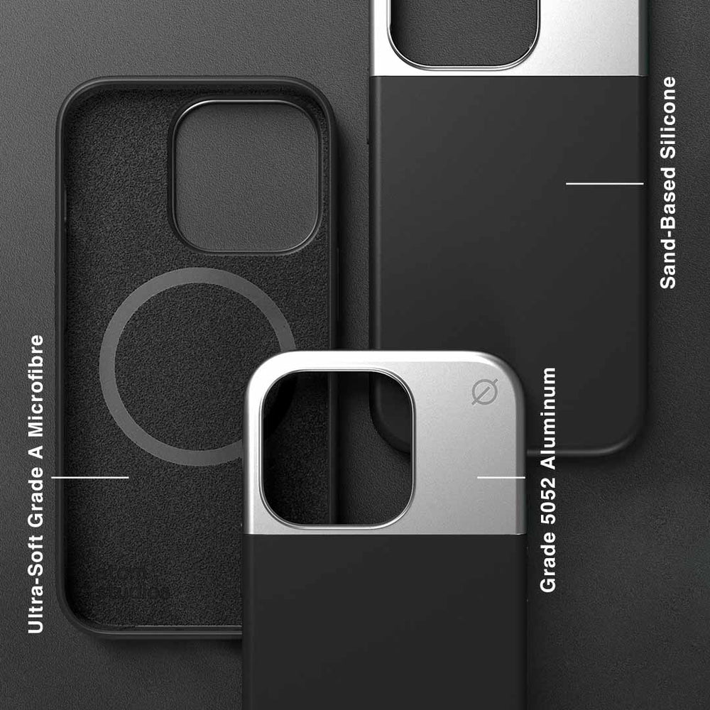 MagSafe Silicone Aluminum iPhone 14 Pro Case Eco Slim Protection Atom Studios#color_carbon-black