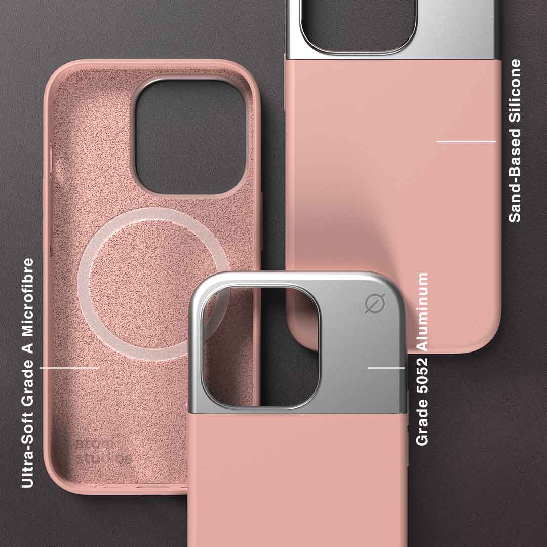 MagSafe Silicone Aluminum iPhone 14 Pro Case Eco Slim Protection Atom Studios#color_pink-clay