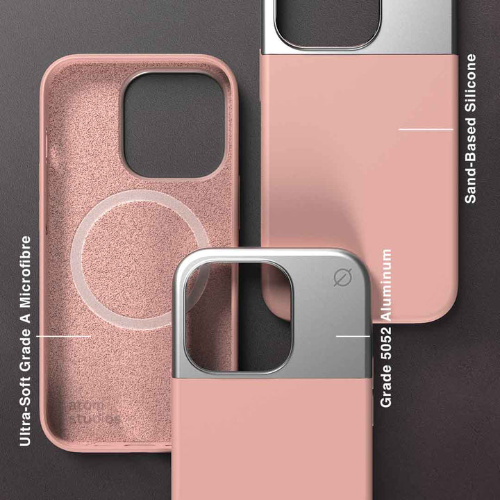 MagSafe Silicone Aluminum iPhone 14 Pro Case Eco Slim Protection Atom Studios#color_pink-clay