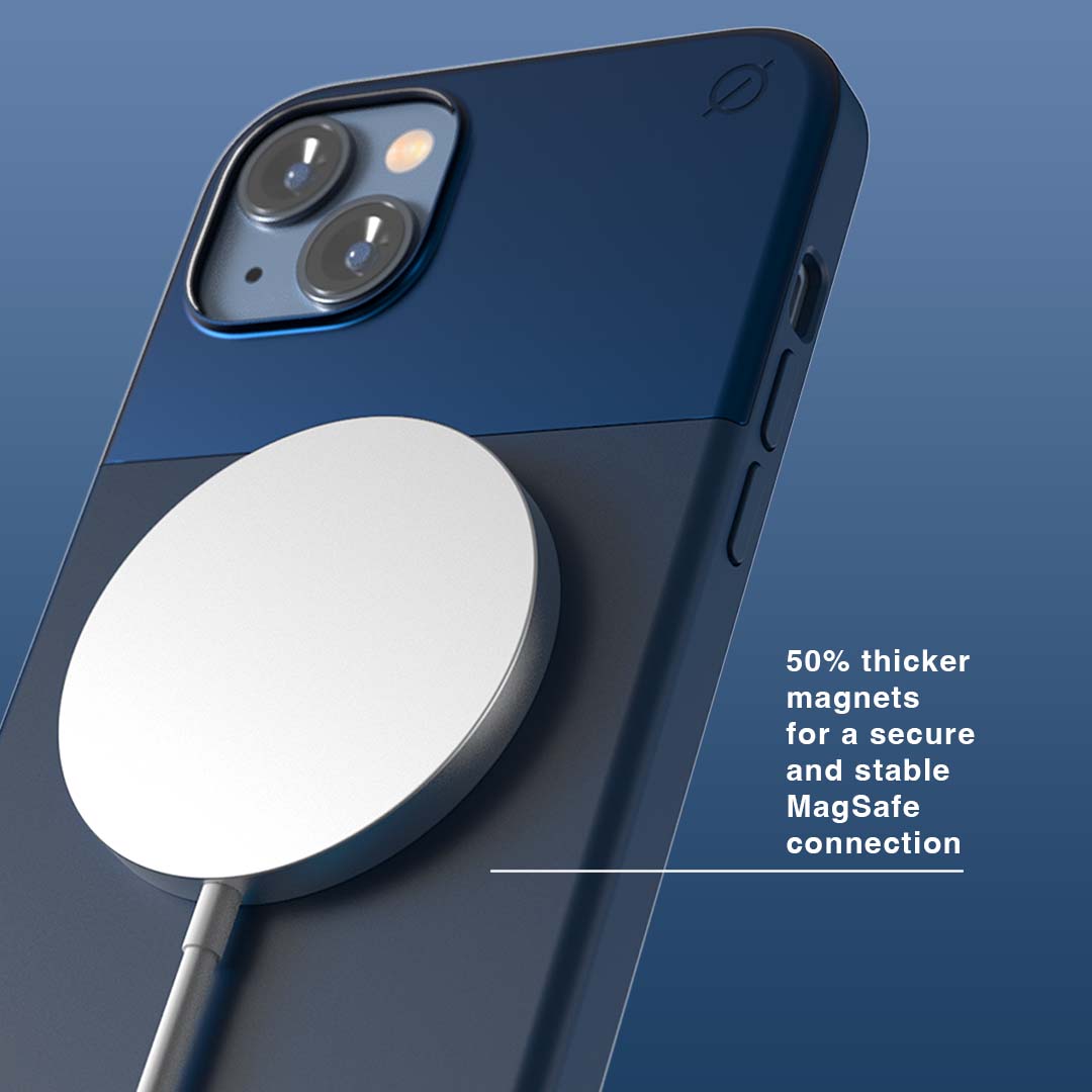 MagSafe Silicone Aluminium iPhone 14 Plus Case Eco Slim Protection Atom Studios#color_ink-blue