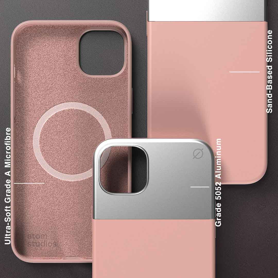 MagSafe Silicone Aluminium iPhone 14 Plus Case Eco Slim Protection Atom Studios#color_pink-clay
