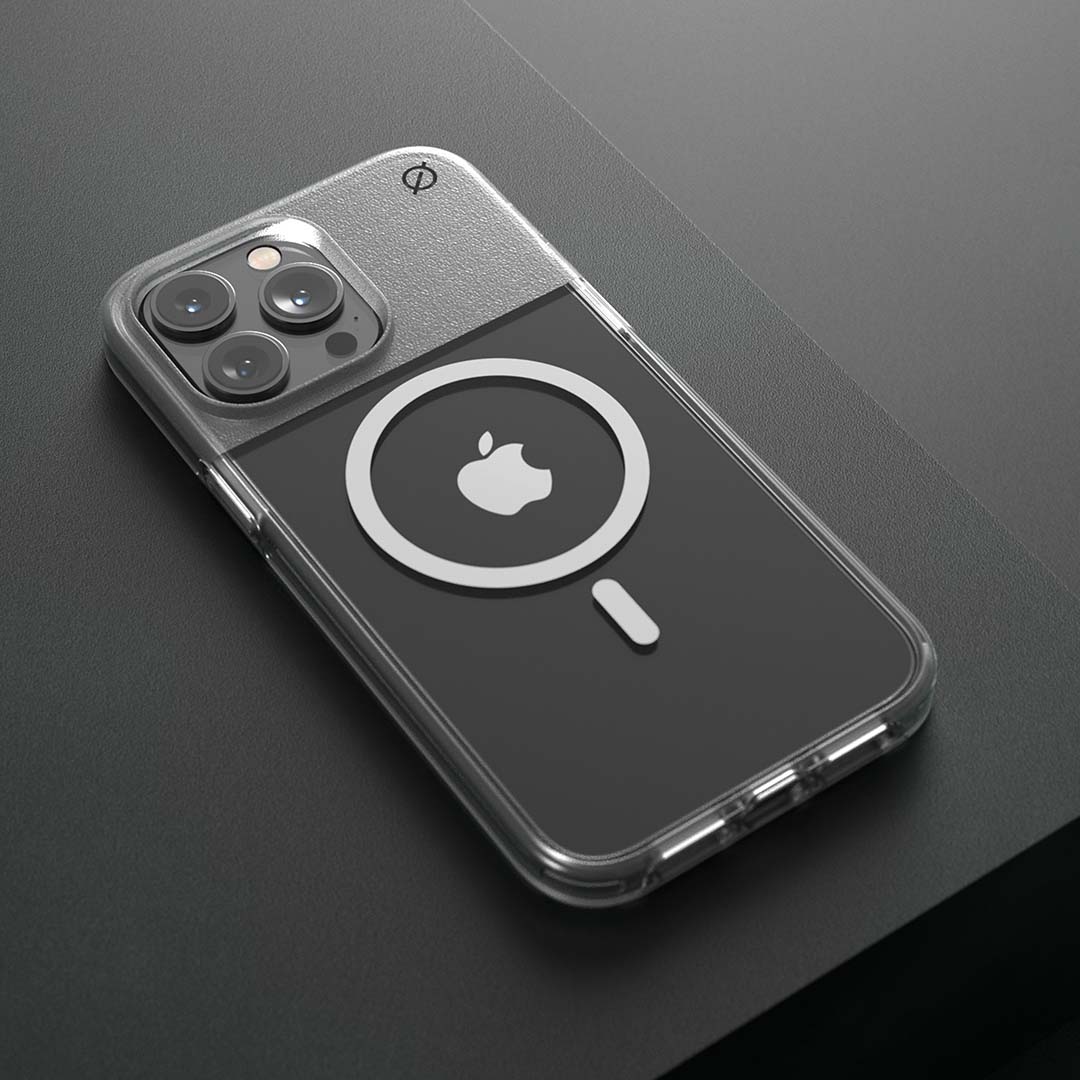 MagSafe Clear Aluminium iPhone 14 Pro Max Eco Slim Protection Atom Studios#colour_clear