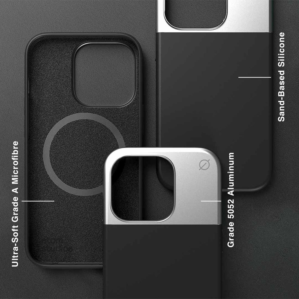 MagSafe Silicone Aluminum iPhone 14 Pro Max Case Eco Slim Protection Atom Studios#color_carbon-black