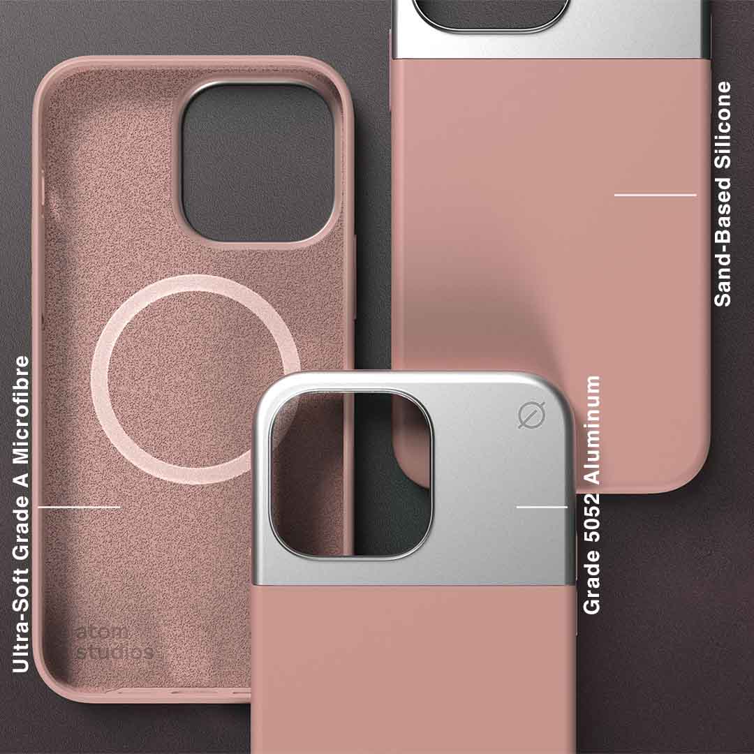 MagSafe Silicone Aluminum iPhone 14 Pro Max Case Eco Slim Protection Atom Studios#color_pink-clay