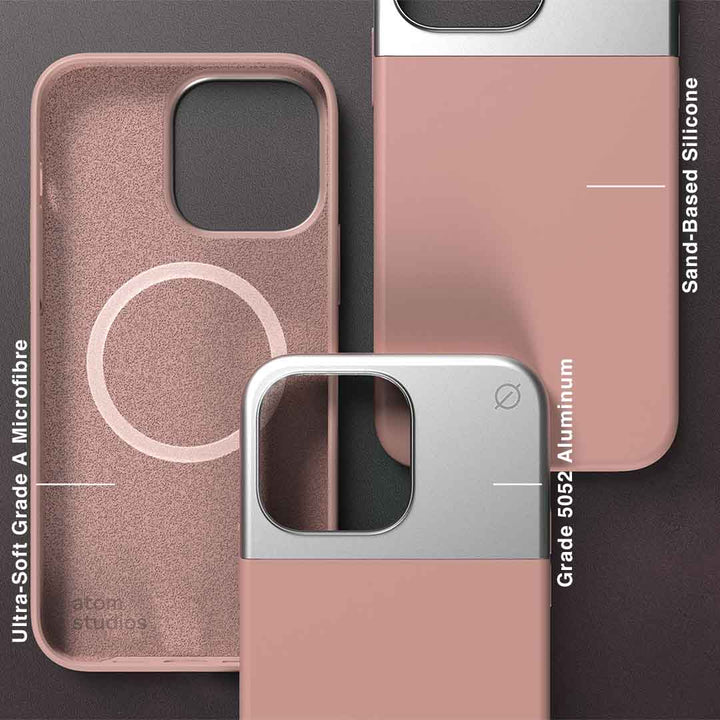 MagSafe Silicone Aluminum iPhone 14 Pro Max Case Eco Slim Protection Atom Studios#color_pink-clay